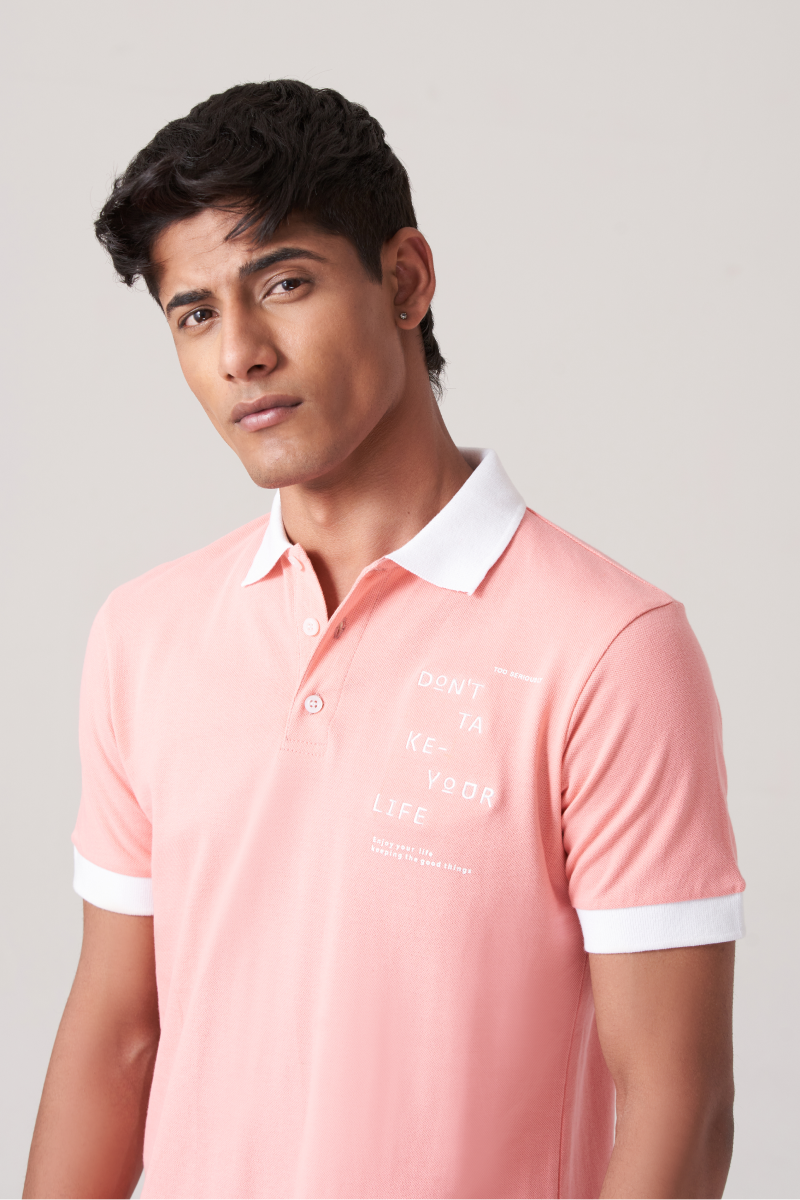 Pink Solid Polo T-Shirt