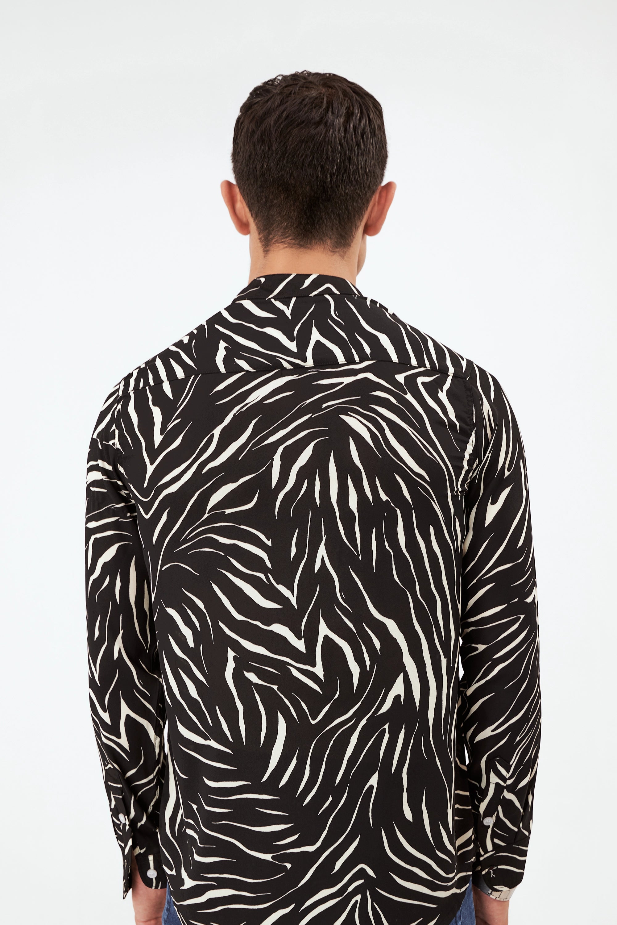 Men's Zebra Print Button-Up Shirt
