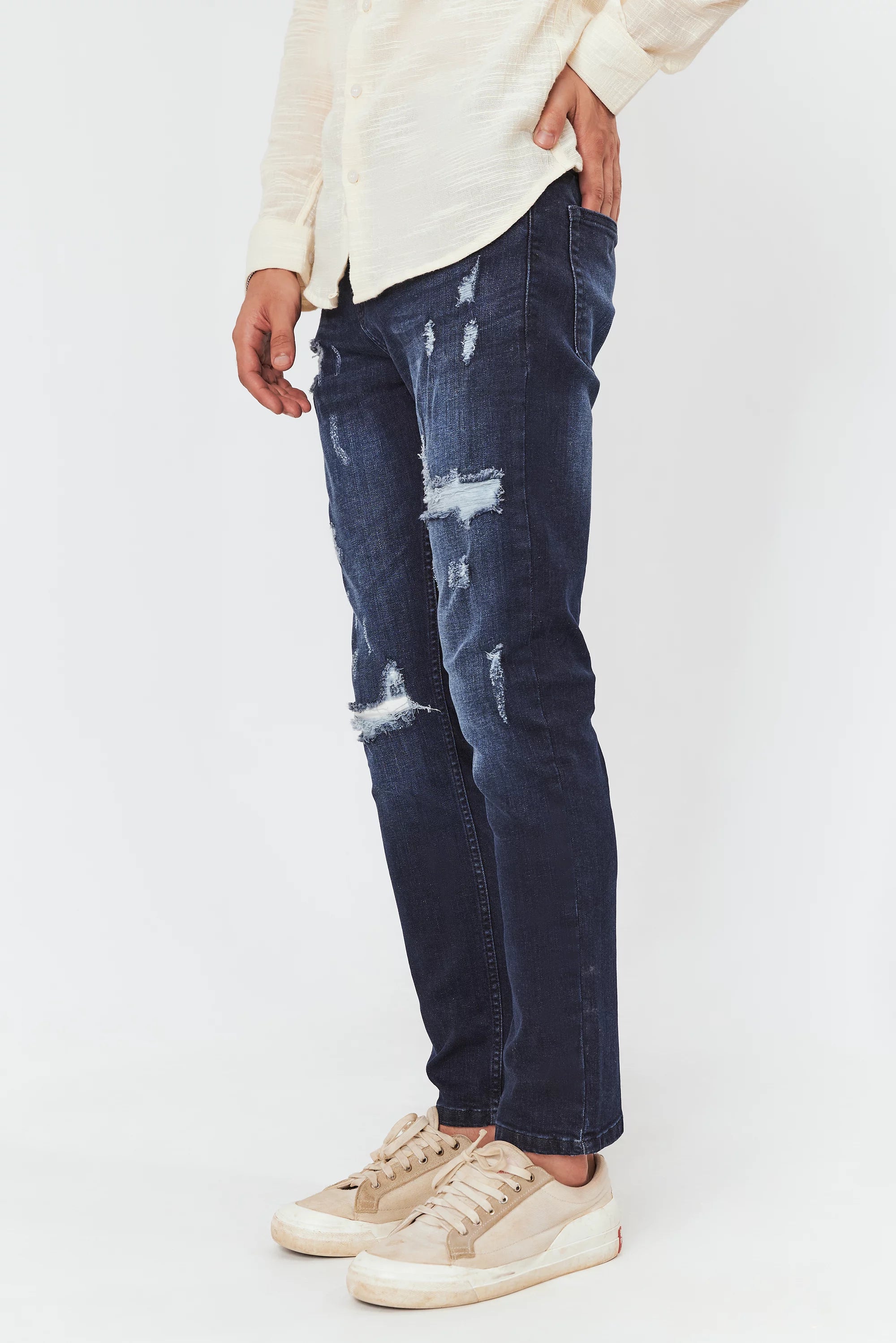 Womens Regular V2 4 Hole Ripped High Waisted Fitjeans - Acid Wash – FITJEANS