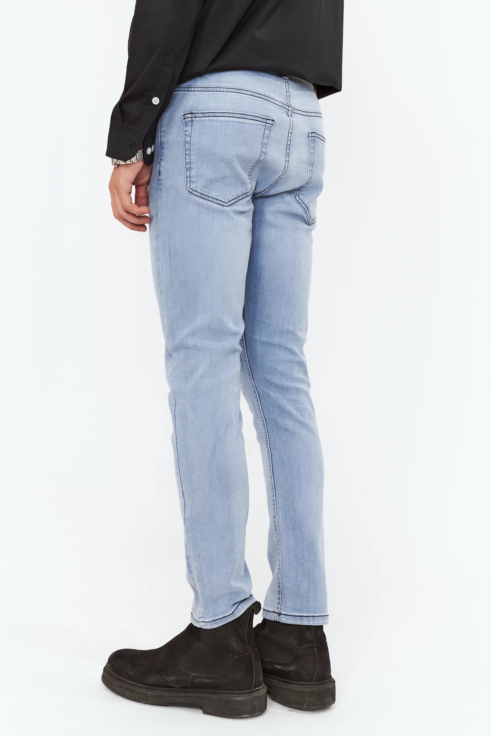 Men's Faded Tapered Fit Sky Blue Jeans