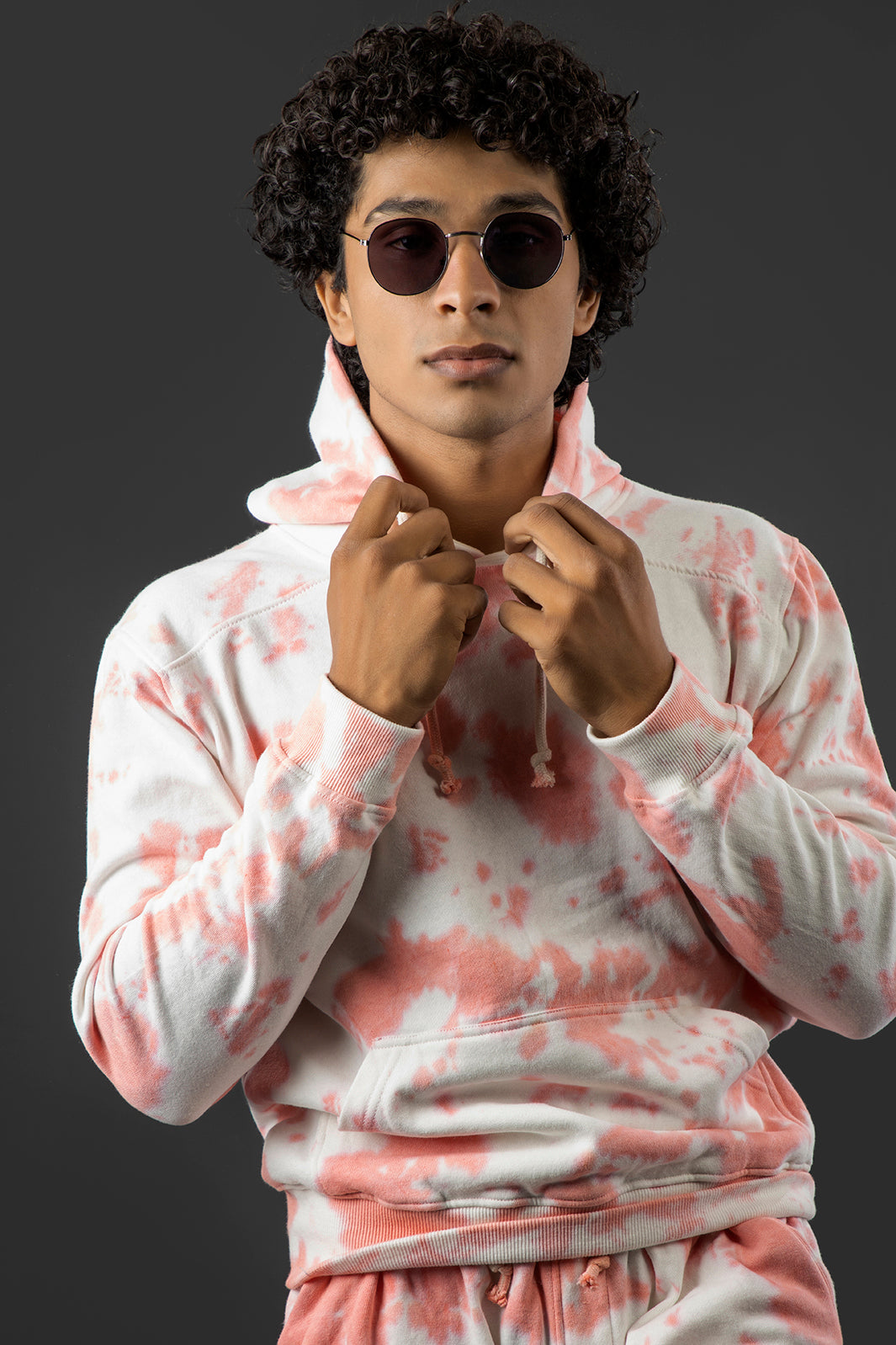 White & Pink Pullover Hoodie Set