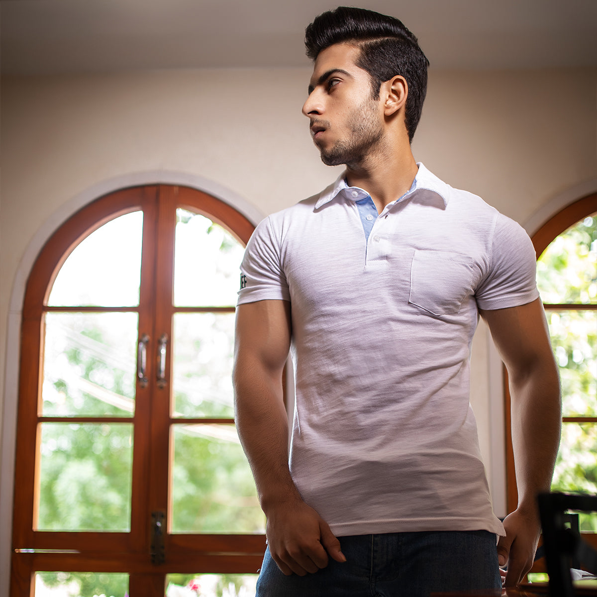 Stylish White Polo Shirt