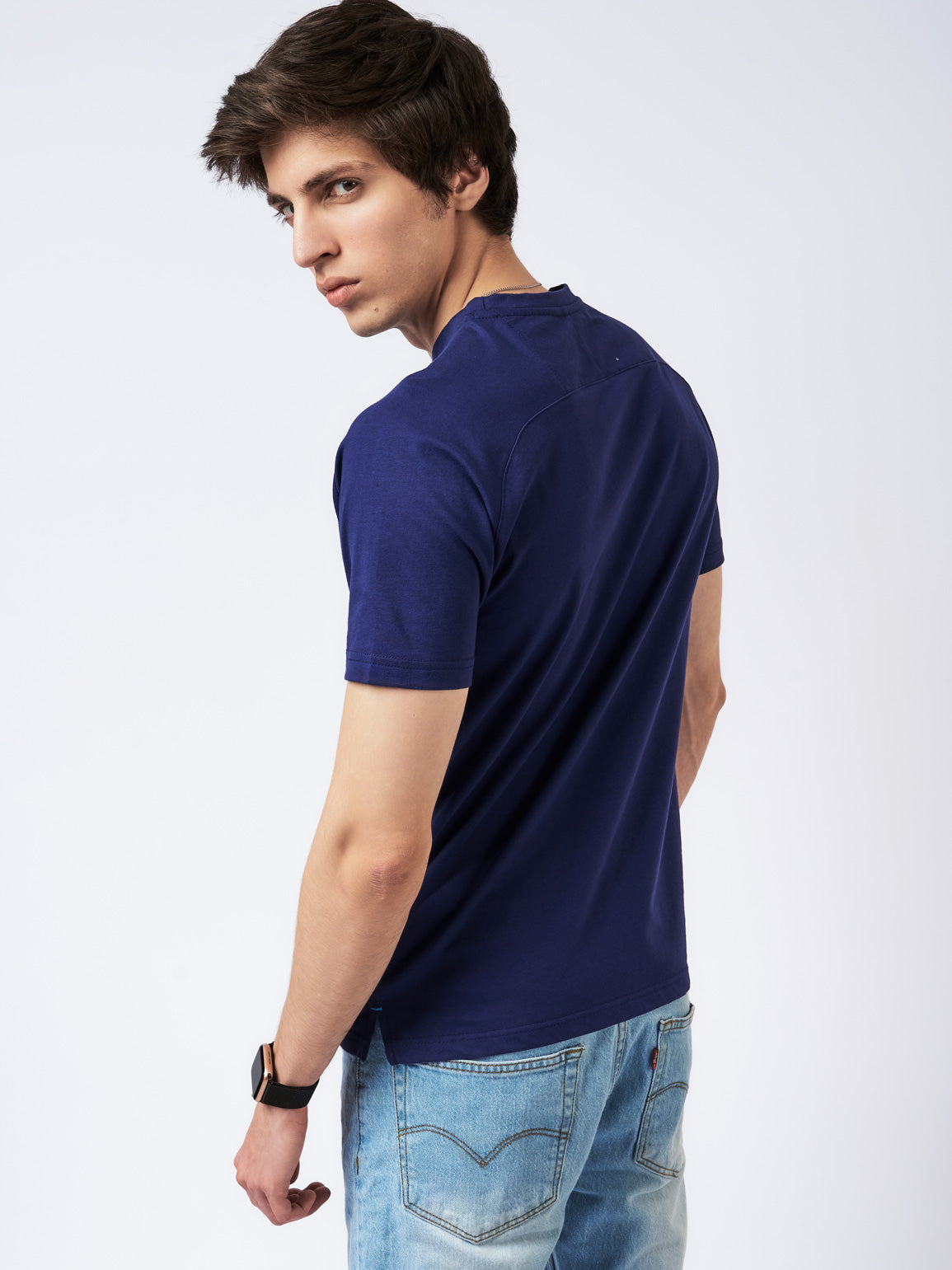 Men's Embossed Graphic T-Shirt Blue
