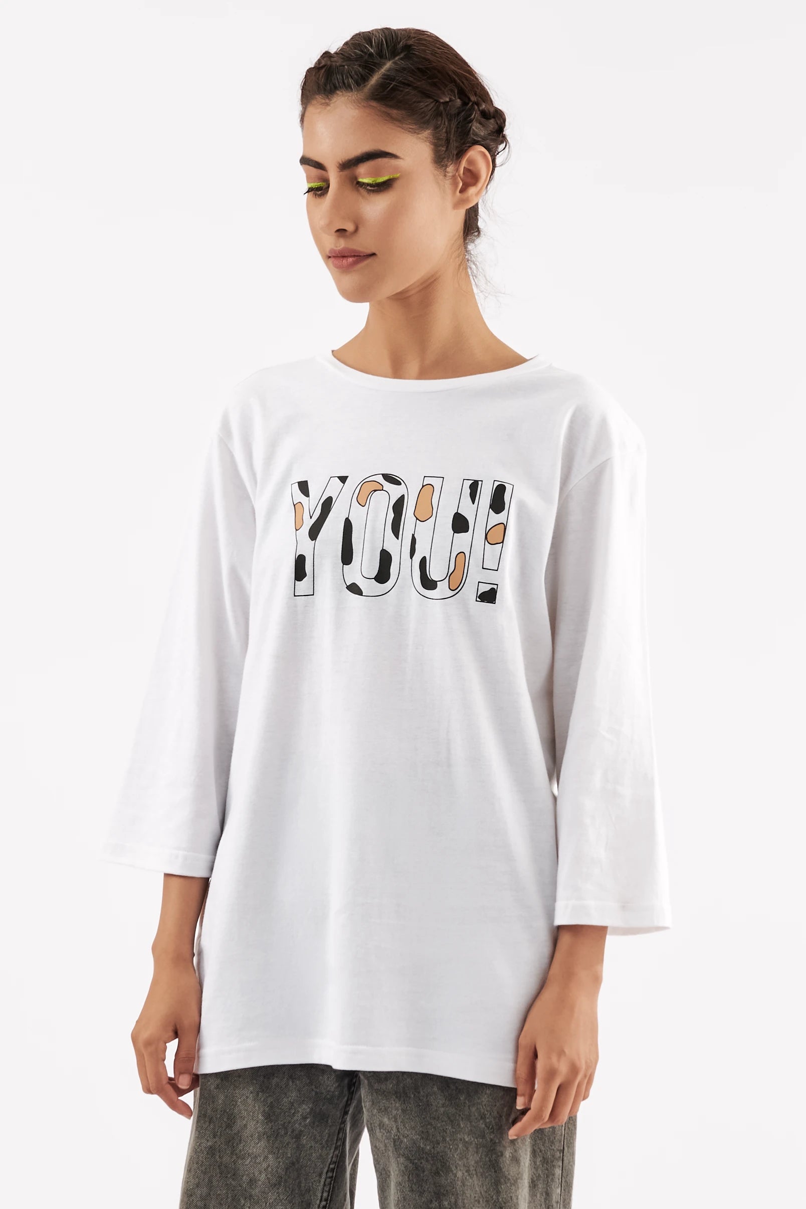 Women's Cow Print Graphic T-Shirt White