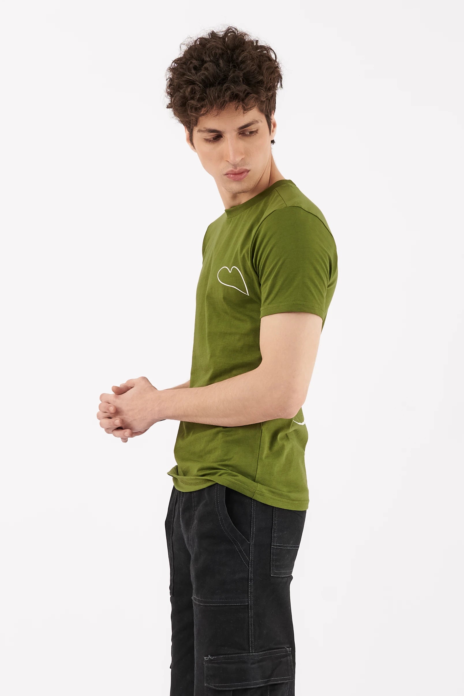 Men's Screen Print T-Shirt Olive Green