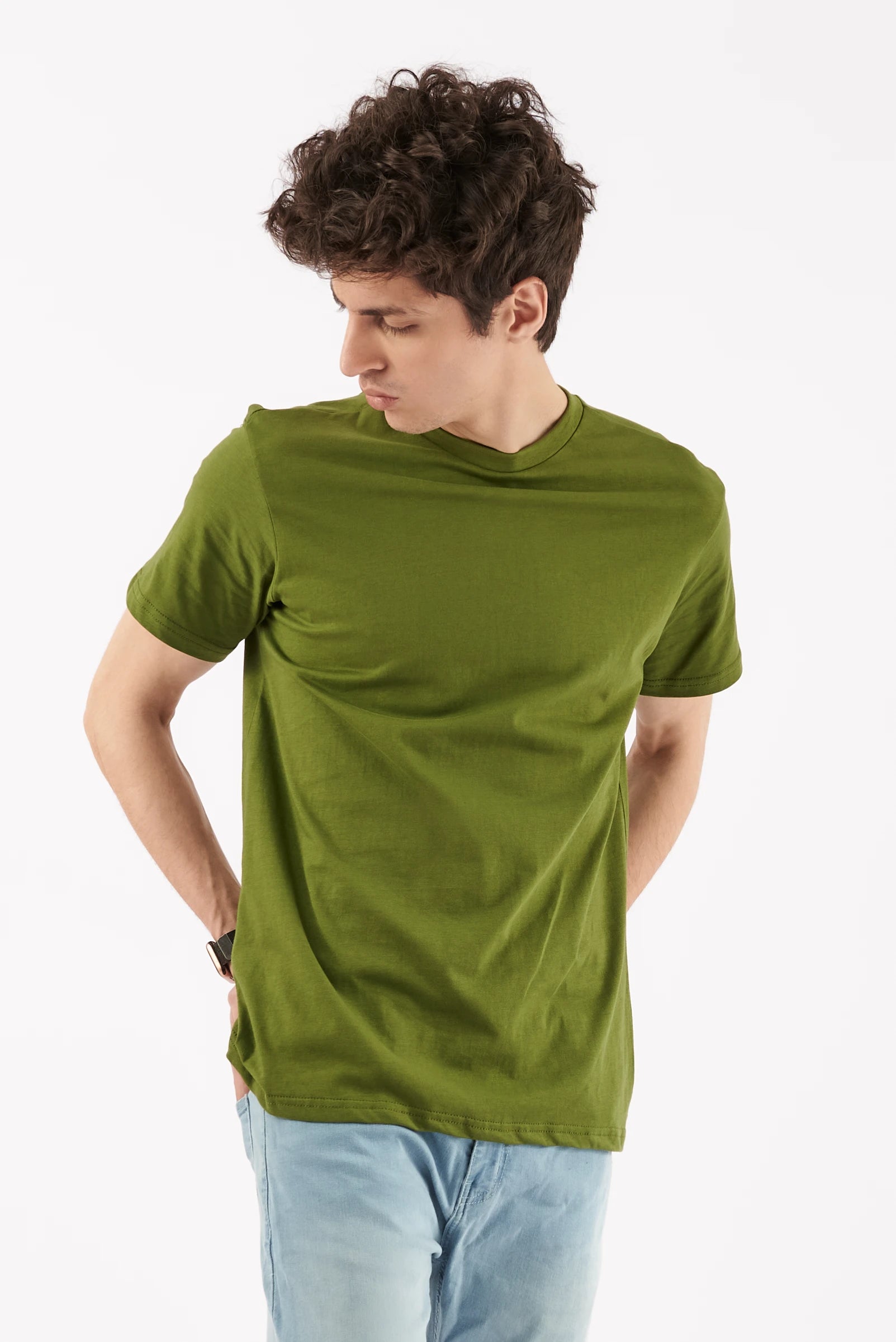 Men's Crew Neck T-Shirt Olive Green