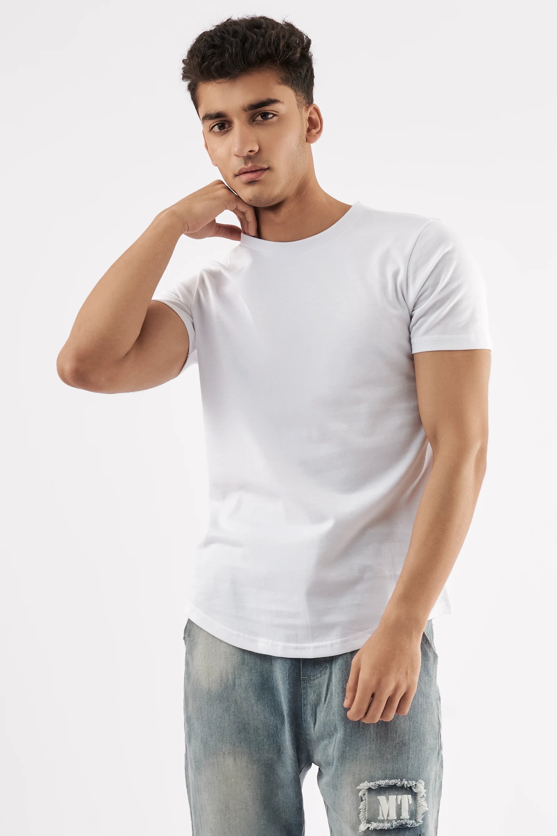 Men's Curved Hem T-Shirt White
