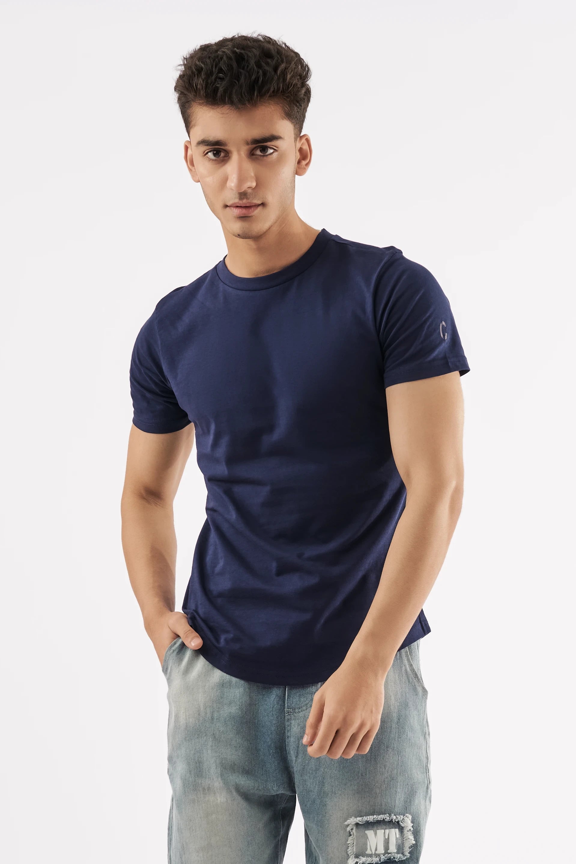 Men's Curved Hem T-Shirt Navy